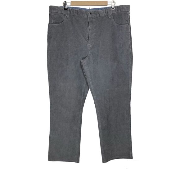 LL Bean Pants Mens 42x31 Gray Corduroy Stretch Natural Fit Flat Front Cords - Picture 1 of 8